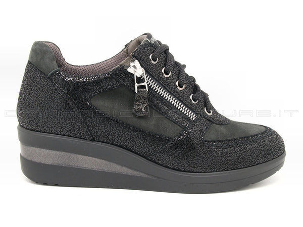 Melluso walk scarpe stringate con zip donna nero